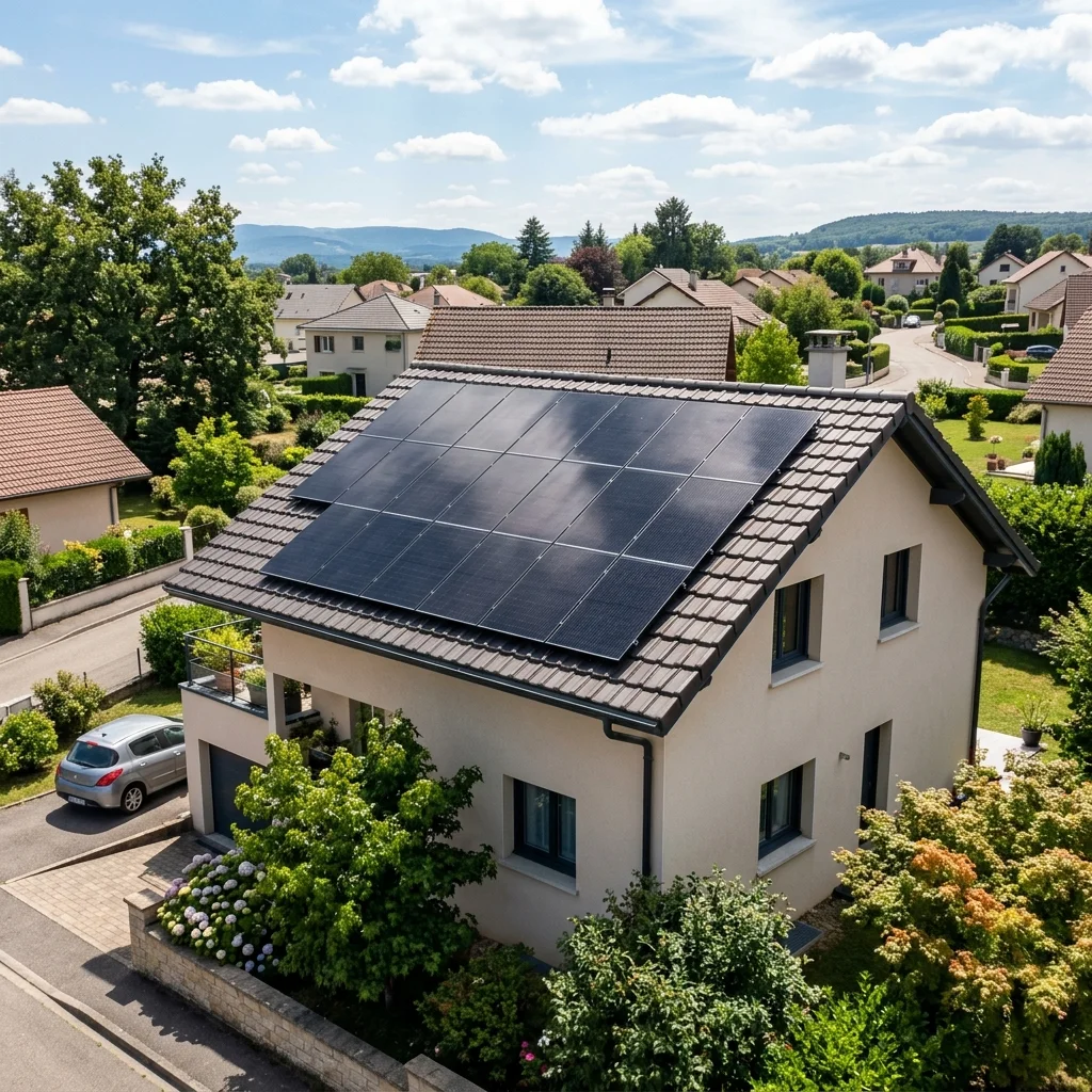 Panneaux solaires sur maison française