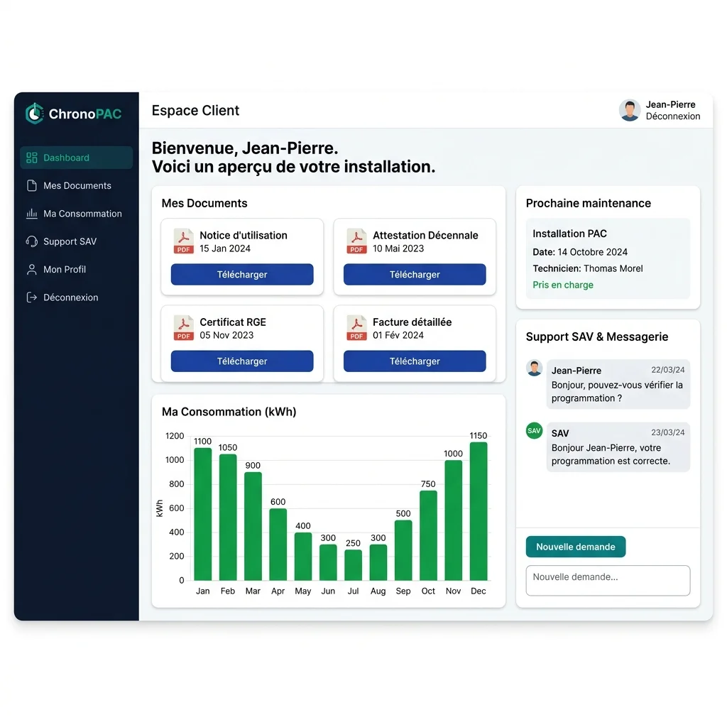 Aperçu de l'Espace Client ChronoPAC